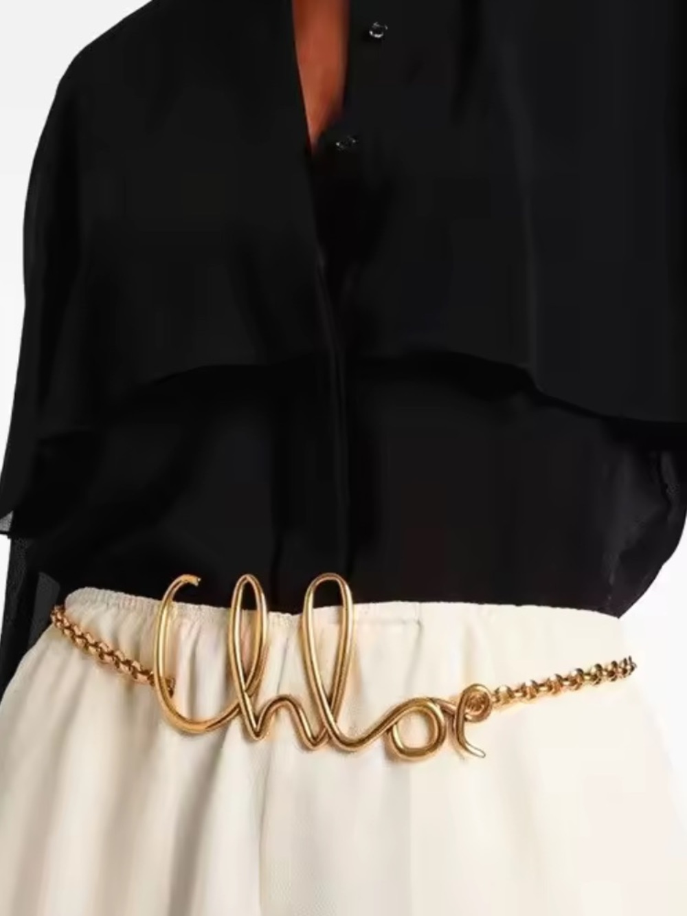 Chloe Gold Script Chain Waist Belt
